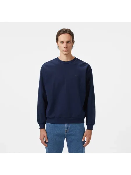 Lacoste Bluza Z Okrągłym Dekoltem Relaxed Fit granatowa