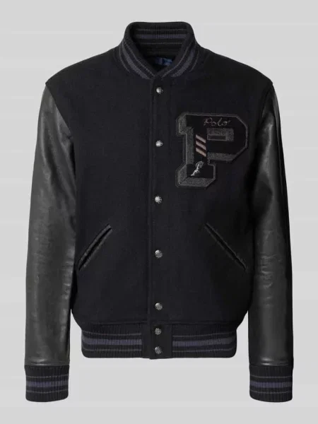 Kurtka o kroju regular fit z mieszanki cielęcej skóry model ‘BROKEN’ Polo Ralph Lauren czarna