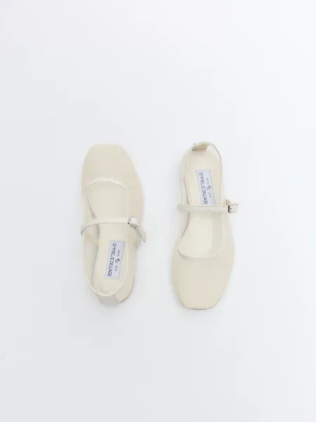 Балетки Emmelie Delage с сеткой в сеточку бежевые