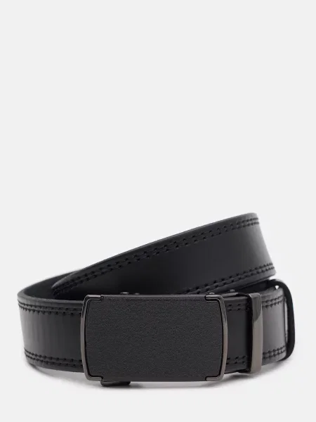 Шкіряний ремінь Borsa Leather з ремінцями чорний