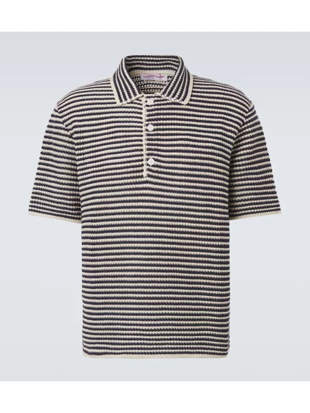 Tricou polo Orlebar Brown cu dungi albastru