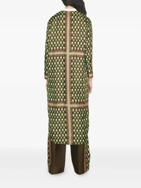 Rochie tip cămașă Tory Burch de mătase de costum maro