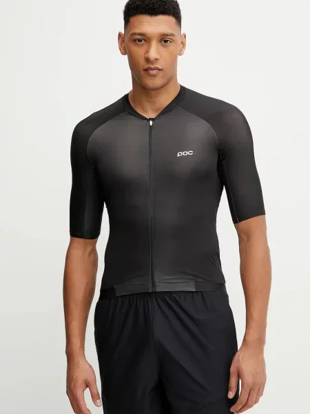 Вело тениска POC Pristine Jersey оранжево с изчистен дизайн черно