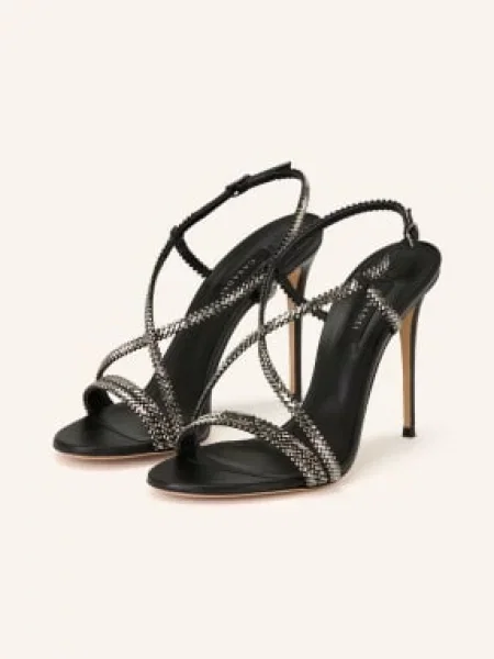 Casadei Sandály Josephine Julia S Ozdobnými Kameny stříbrná černá