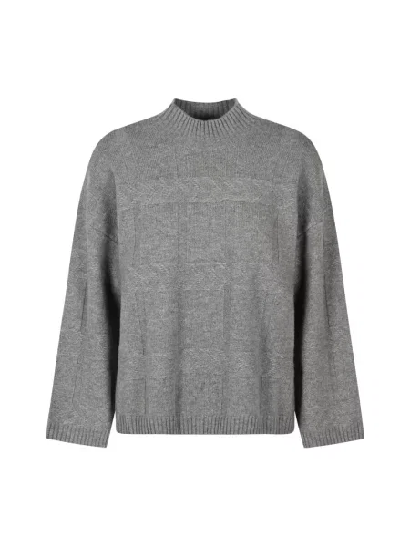 Sweter z golfem Emporio Armani wełniany w geometryczne wzory szary