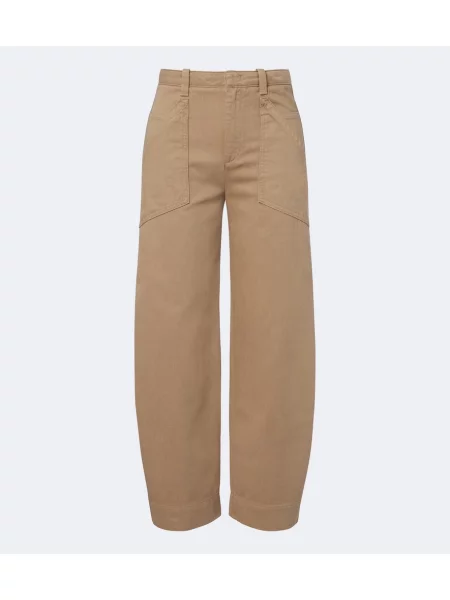 Decupat pantaloni Vince din țesătură twill bej
