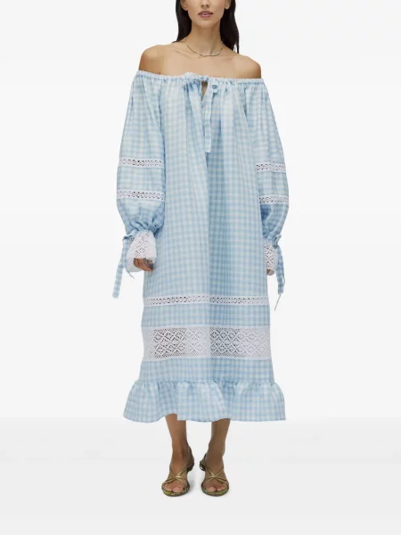 Rochie midi Sleeper în carouri albastru