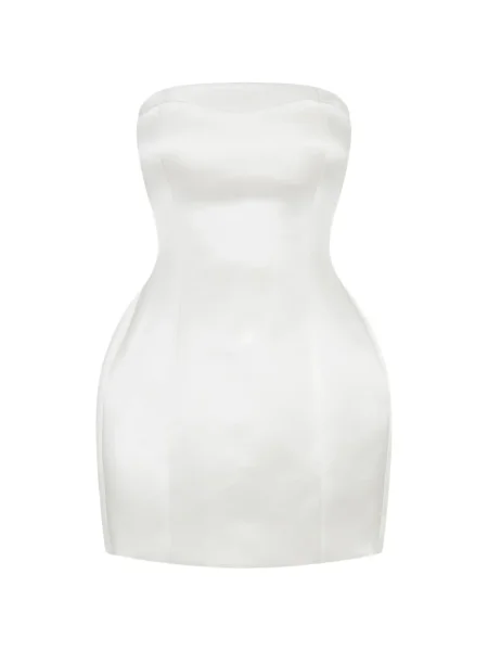 Mała sukienka mini Nicholas bez ramiączek garniturowa biała