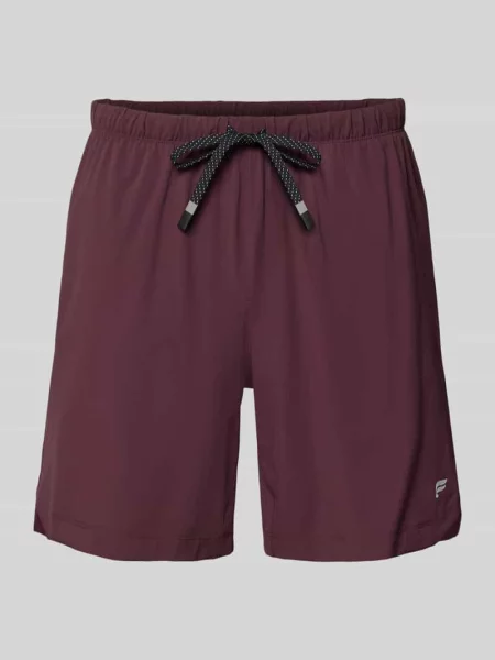 Szorty o kroju regular fit z nadrukiem z logo Fabletics bordowe