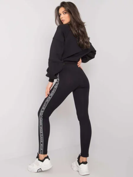 Leggings Fashionhunters cu dungi negru