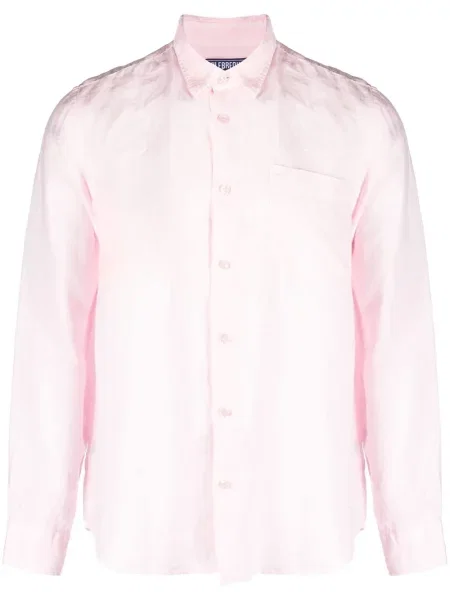 Ленена дълго риза Vilebrequin с дълъг ръкав розово
