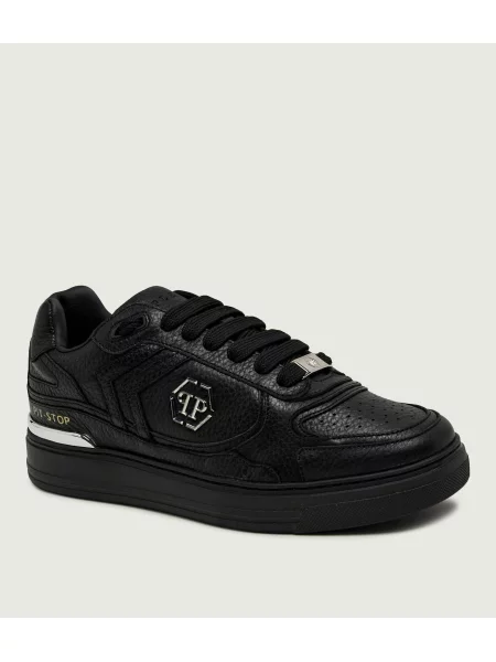 Philipp Plein Teniși din piele Pit $top negru