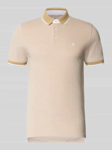 Koszulka polo o kroju slim fit z dodatkiem model ‘Paulos’ Jack & Jones beżowa