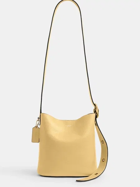 Coach torebka crossbody skórzana Bleecker Bucket Bag 21 beżowy