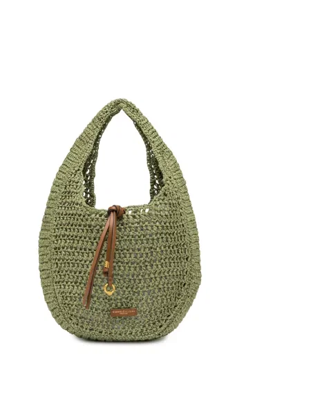 Lniana torebka hobo Gianni Chiarini zielona