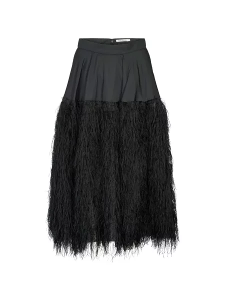 Fustă midi Rabens Saloner cu pene negru