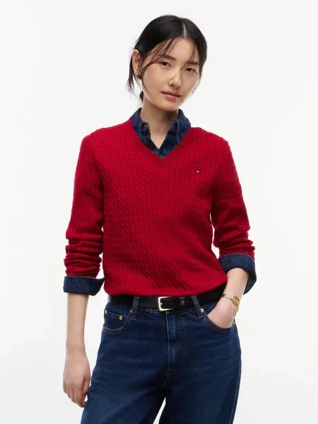 TOMMY HILFIGER Sveter krvavo červená