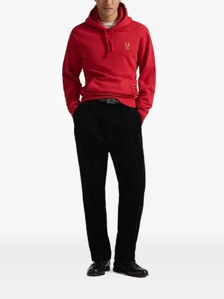 Curea Polo Ralph Lauren cu broderie din fleece cu șireturi albastru