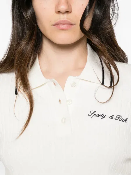 Πλεκτό polo Sporty & Rich λευκό