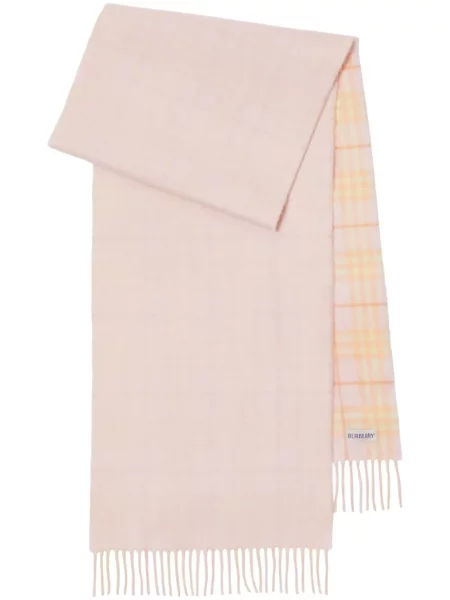 Reversibil fular Burberry din cașmir cu autograf roz