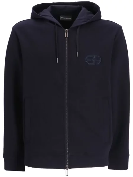 Hanorac cu glugă Emporio Armani cu broderie albastru
