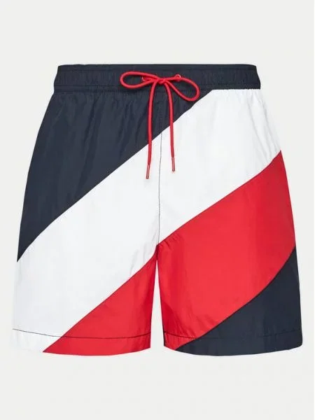 Plavecké šortky Tommy Hilfiger Medium Drawstring Diag desert sky bílé