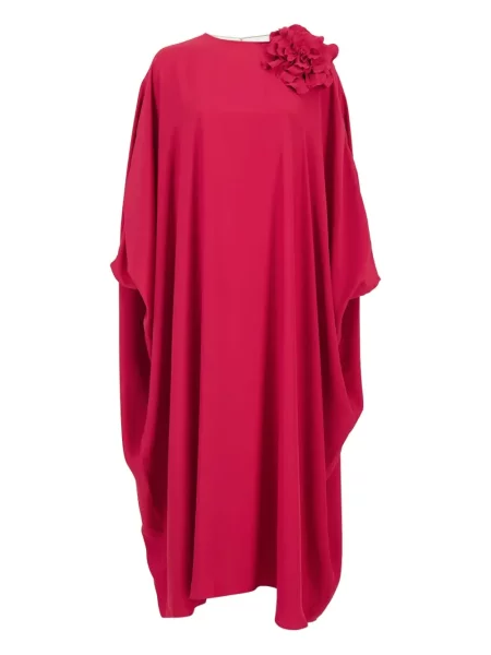 Rochie Paula de mătase cu model floral de costum roșu