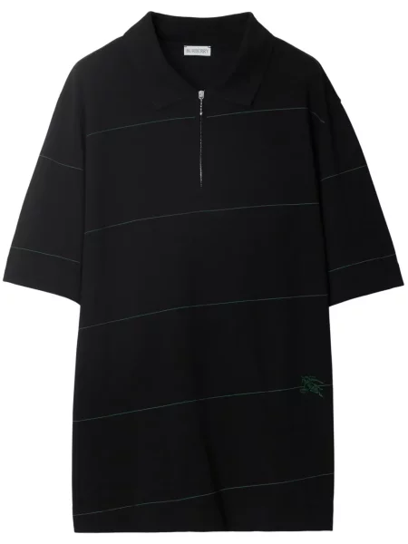 Tricou polo Burberry cu broderie negru