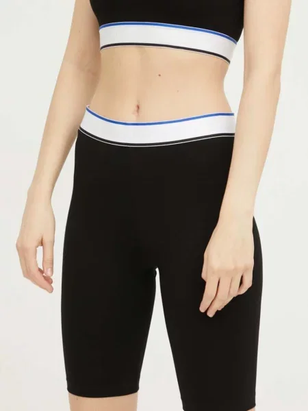 Hugo Blue pantaloni scurti femei neted high waist negru