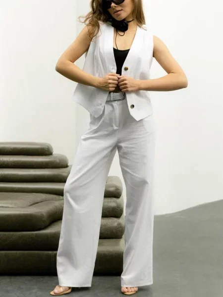 Лляні Штани палаццо Seventeen білий