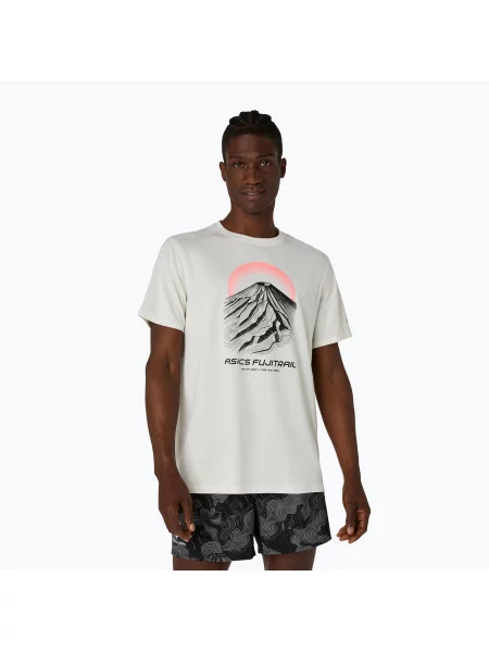 Tricou de alergare pentru bărbați Asics Fujitrail Logo Ss Top Cream