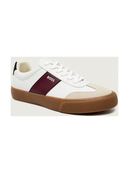 Sneakerși Boss din piele alb