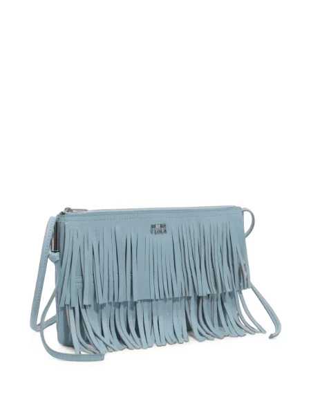 Δερμάτινος clutch Bimba Y Lola με κρόσσια μπλε