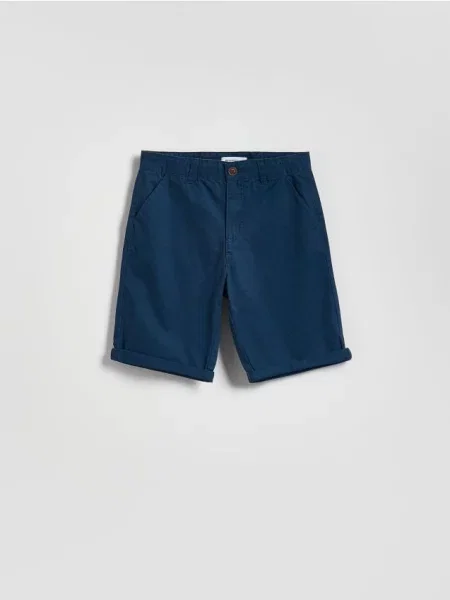 Reserved Hladké chino šortky tmavomodrá