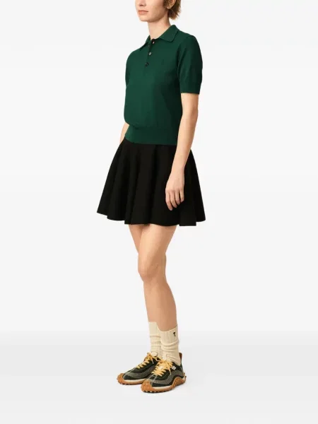Tricou polo Ami Paris de lână verde