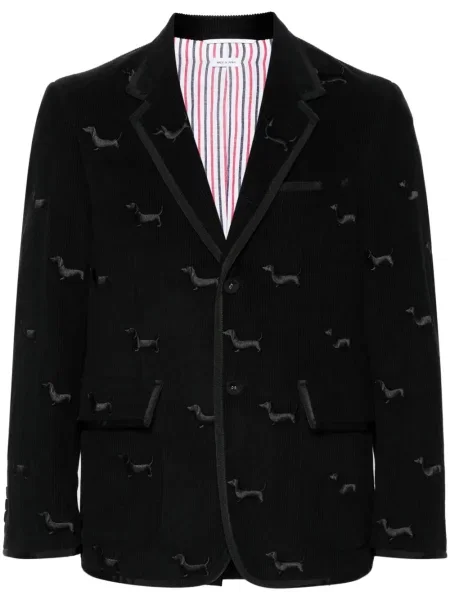 Sacou Thom Browne de catifea cord negru