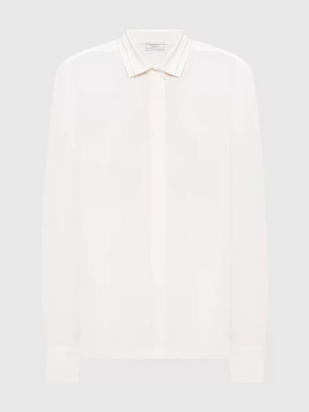 Блуза із шовку з ланцюжком моніль Peserico біла