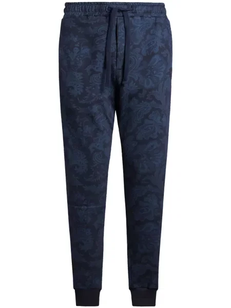 Pantaloni de bumbac Etro alergare albastru