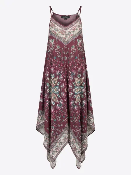 KOROSHI Rochie / verde petrol / roșu bordeaux bej
