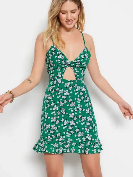 Rochie mini Trendyol țesută în linie A gri