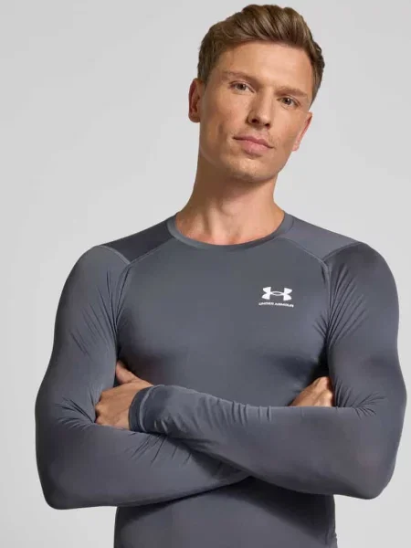 Longsleeve treningowy Under Armour Heat Gear Armour Comp castlerock/white szara