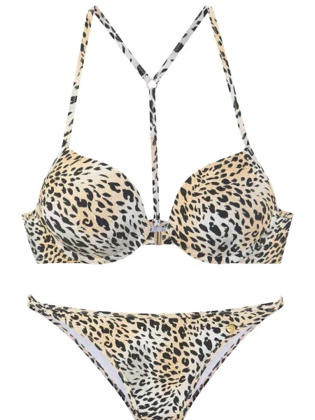 LASCANA Costum de baie două piese bej deschis / gri deschis / negru alb