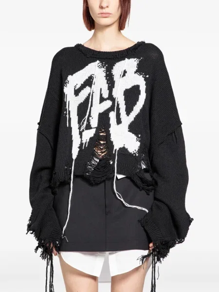 Pulover Ssheena zdrențuiți negru