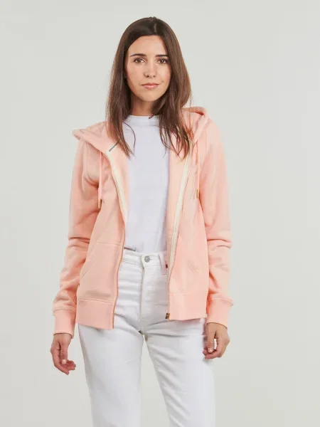 Geacă Superdry cu glugă roz