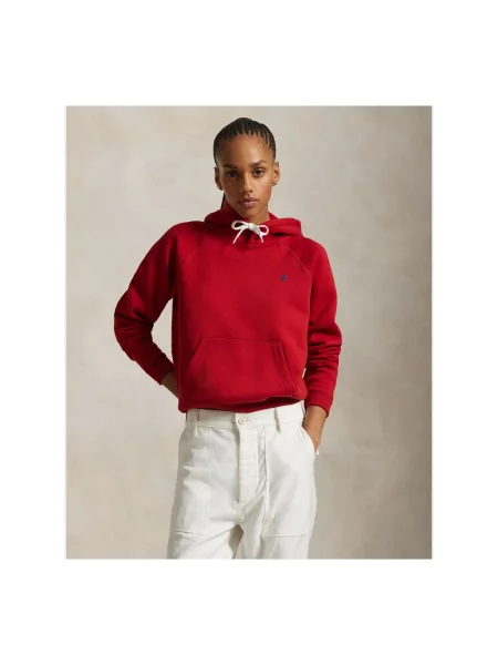 Bluza z kapturem Polo Ralph Lauren polarowa z kapturem czerwona