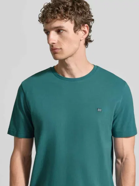 T-shirt z bawełny z okrągłym dekoltem Christian Berg Men zielona