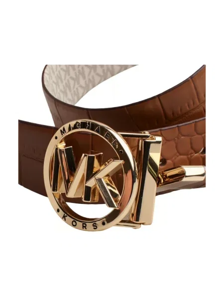 Pasek Michael Kors skórzany z paskiem brązowy