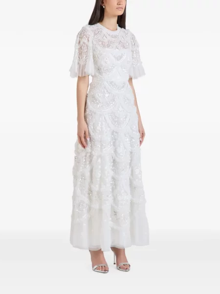 Rochie maxi Needle & Thread cu paiete alb