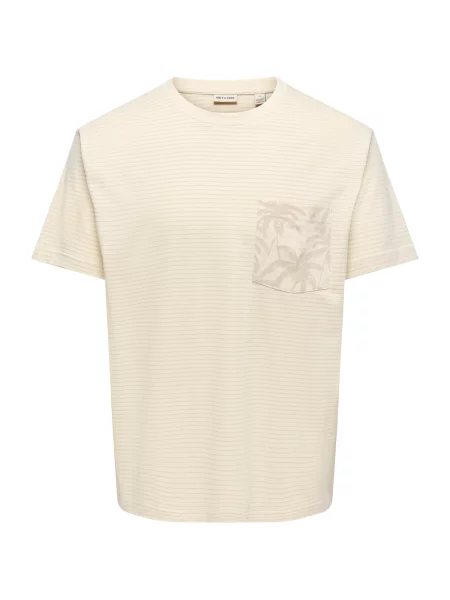 Only & Sons Tricou ONSFRED bej / natural alb