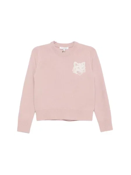 Sweter Maison Kitsune wełniany różowy